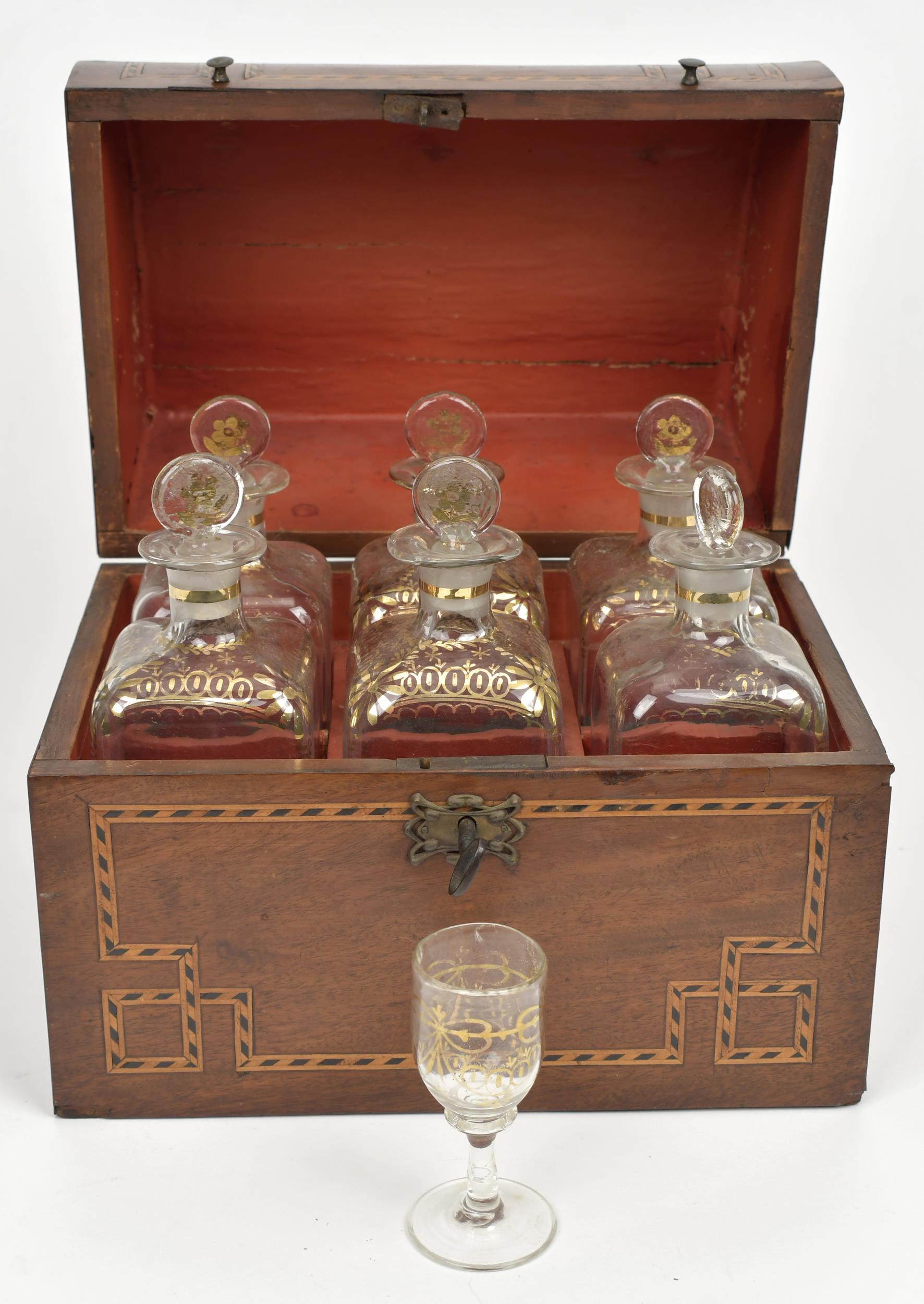 19TH C. INLAID MAHOGANY TANTALUS