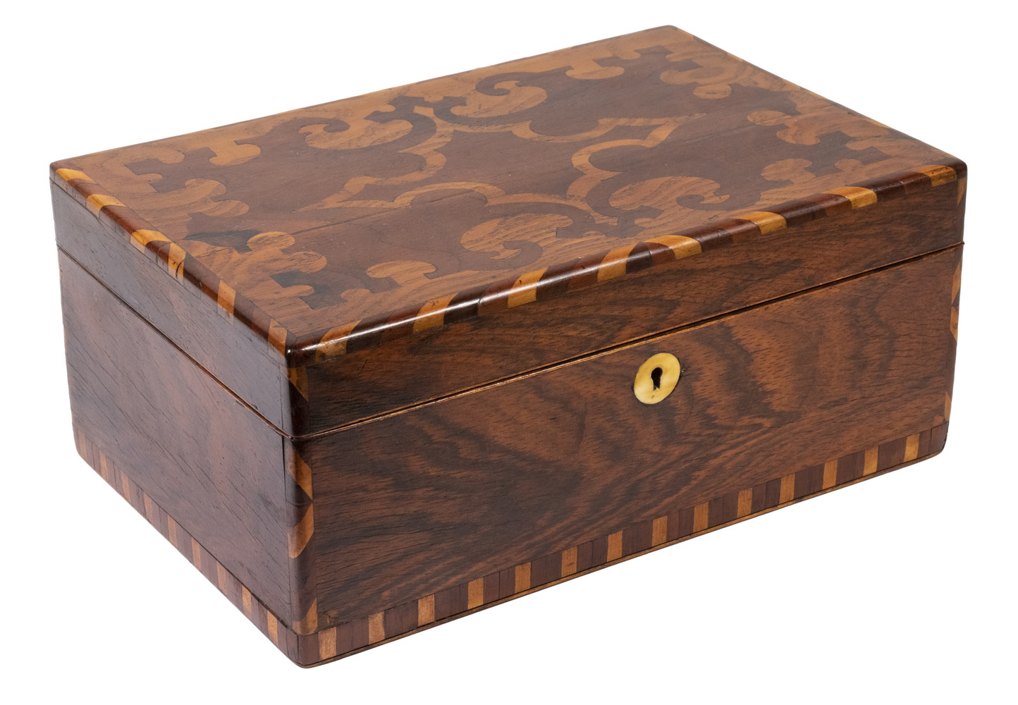 19TH C. INLAID SEWING BOX Circa