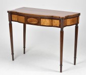 19TH C. INLIAD CARD TABLE. Sha