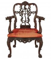 19TH C. IRISH RIBBON BACK ARM