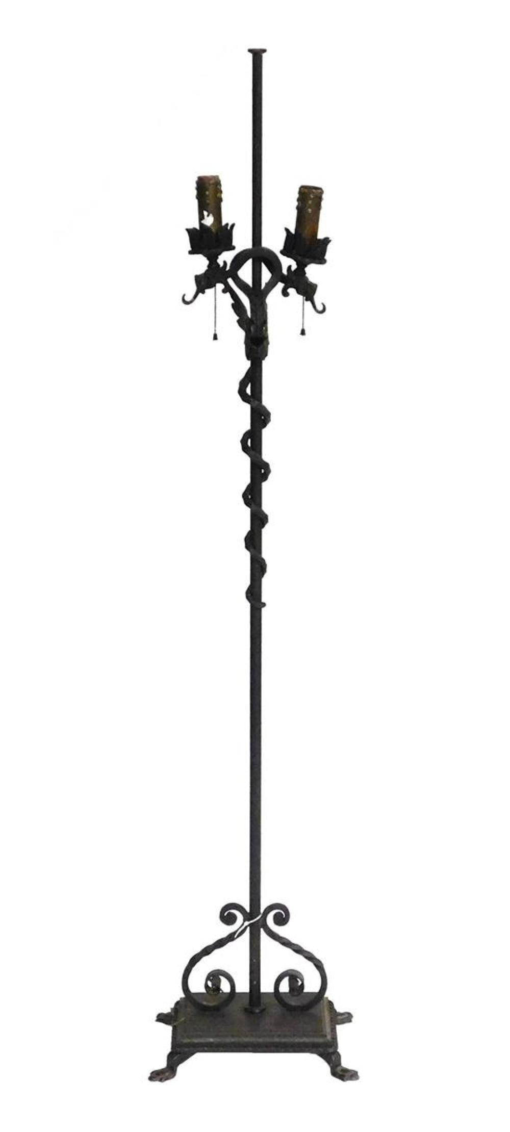 19TH C. IRON FLOOR LAMP WITH