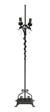 19TH C. IRON FLOOR LAMP WITH D