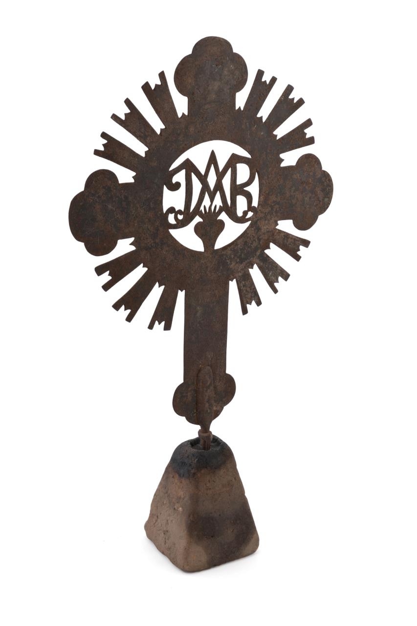 19TH C. IRON MARIAN ALTAR CROSS