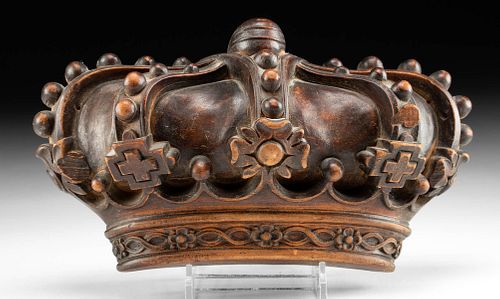 19TH C. ITALIAN WOOD CROWN RELIEF
