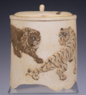 19TH C. JAPANESE BOX WITH TIGE