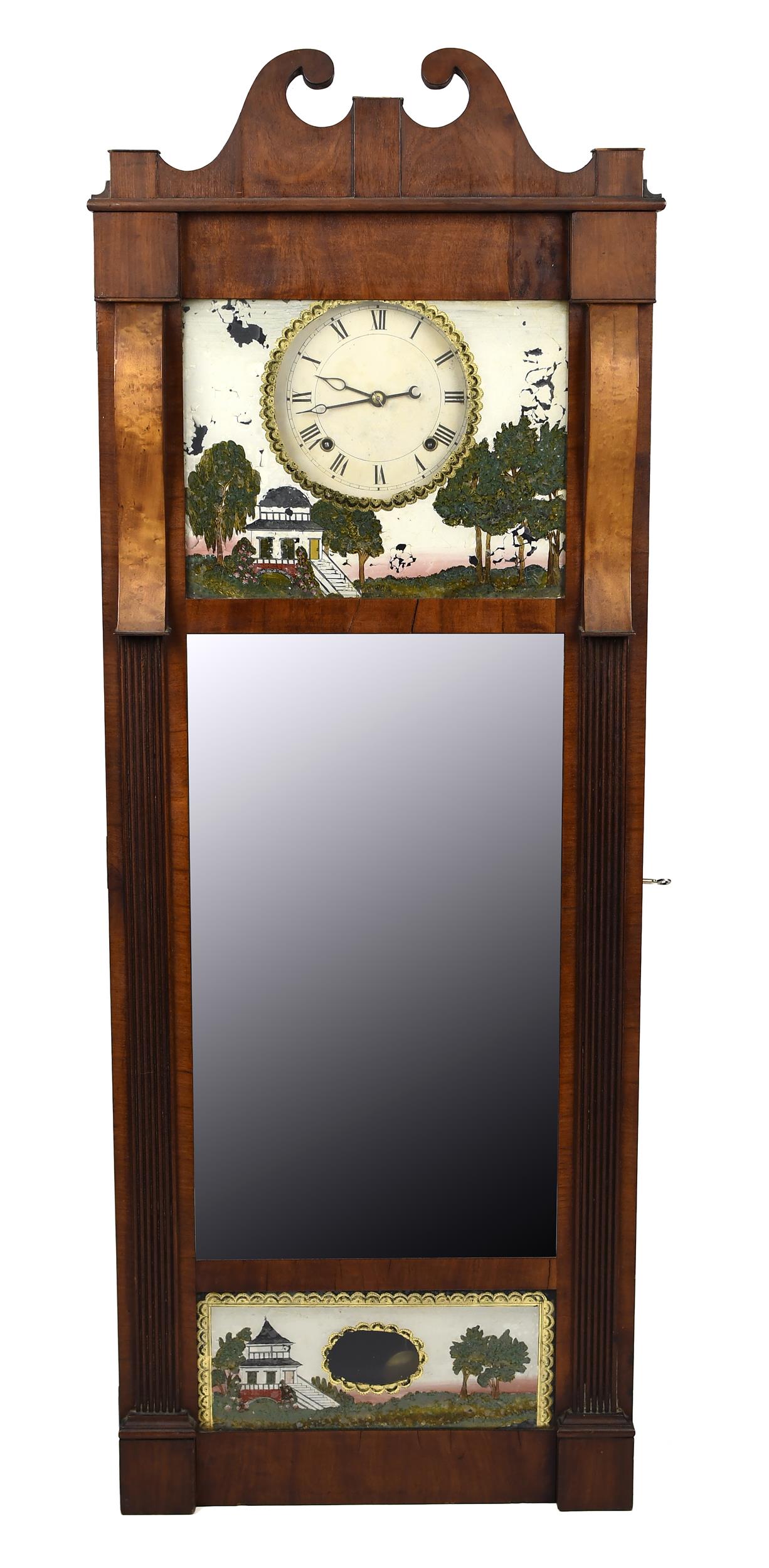 19TH C. JOSEPH IVES MIRROR CLOCK.