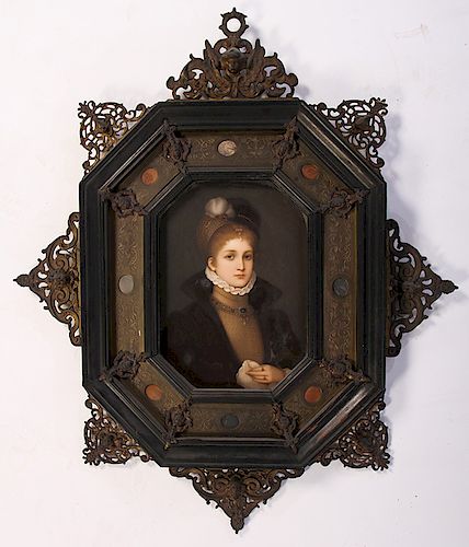 19TH C. KPM PORCELAIN PLAQUE BRONZE