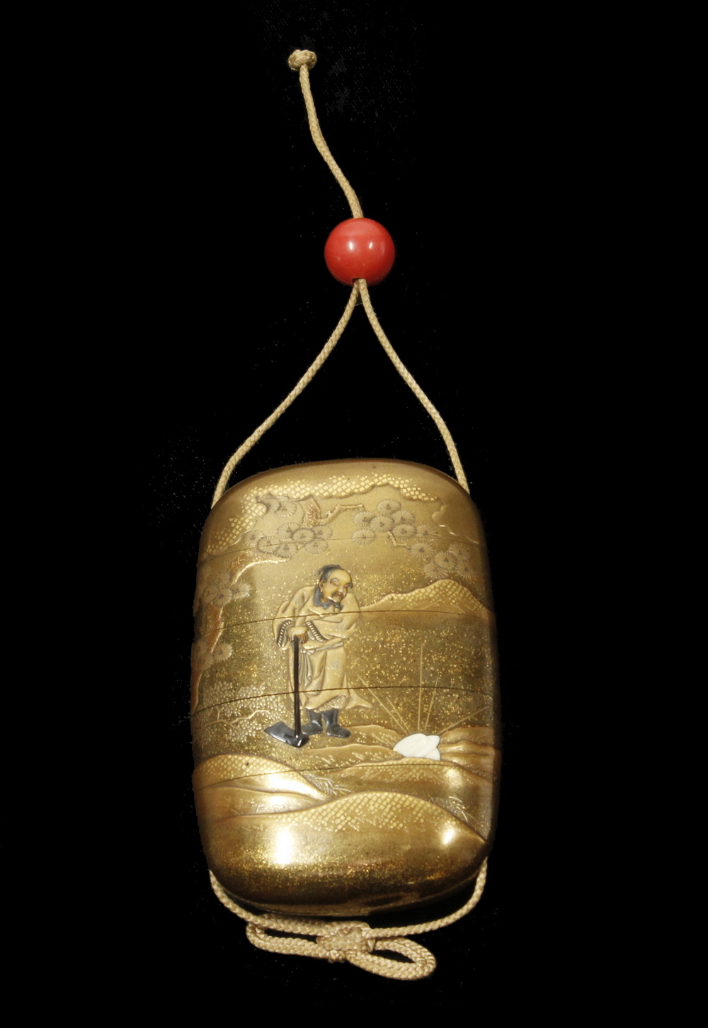 19TH C. LACQUERED INRO, SIGNED