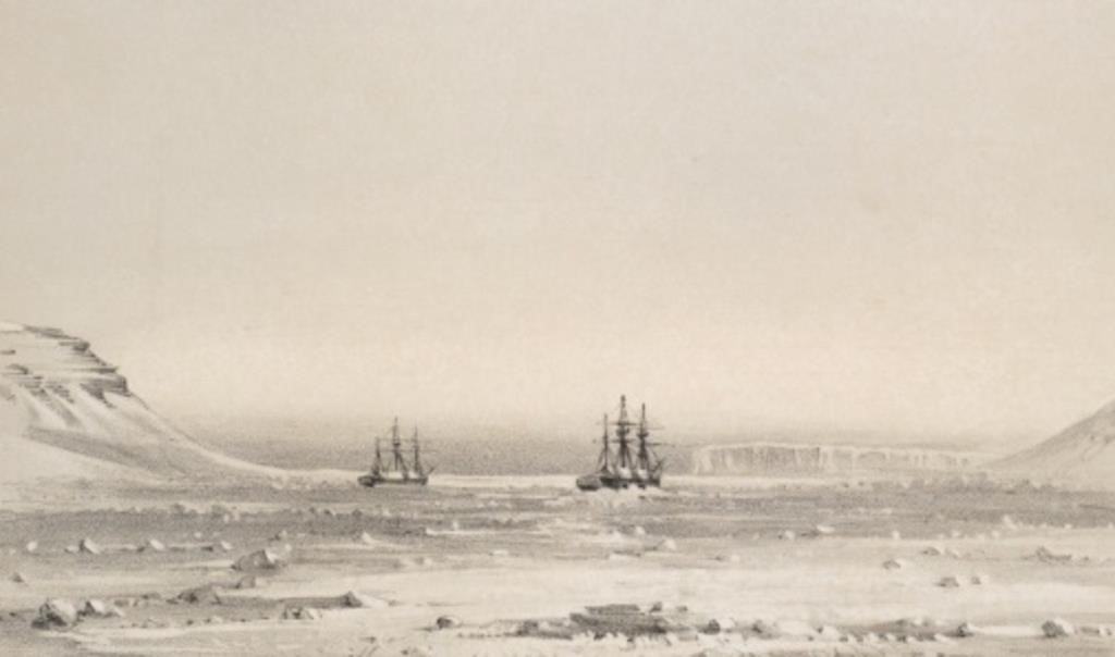 19TH C. LITHOGRAPH, ARCTIC SCENE