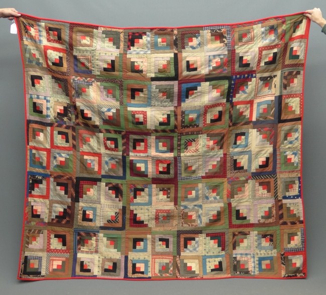 19th c. log cabin quilt. 72'' x