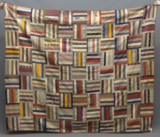19th c. log cabin quilt. 79'' x
