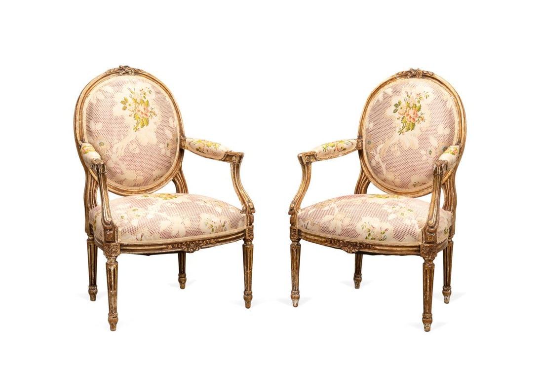 19TH C. LOUIS XVI PARCEL GILT &