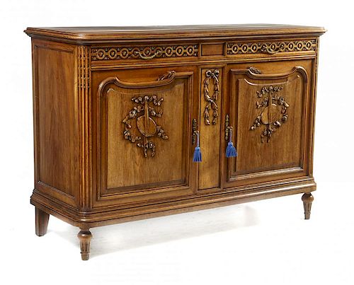 19TH C LOUIS XVI WALNUT CABINET19th