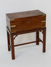 19TH C. MAHOGANY BRASS BOUND L