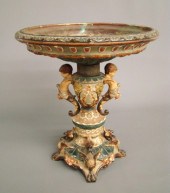 19th c. Majolica compote signe