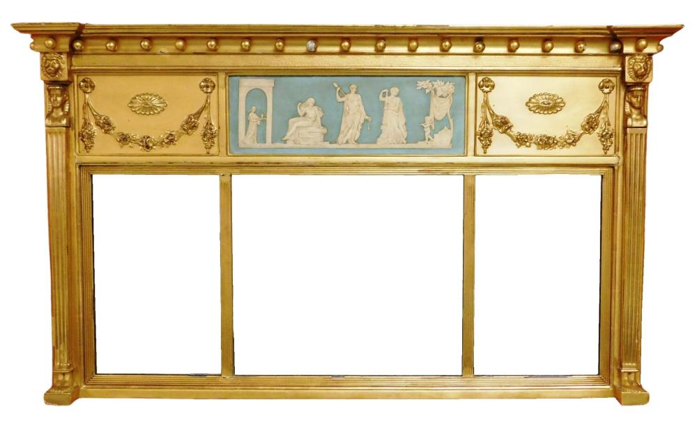 19TH C. MANTEL MIRROR WITH CENTERED