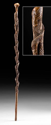 19TH C MAORI WOOD TOKOTOKO LEADER