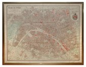 19TH C. MAP OF PARIS: Large fr