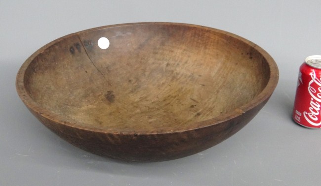 19th c. maple turned bowl. 17 1/2''