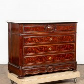 19TH C. MARBLE AND BURL WOOD S