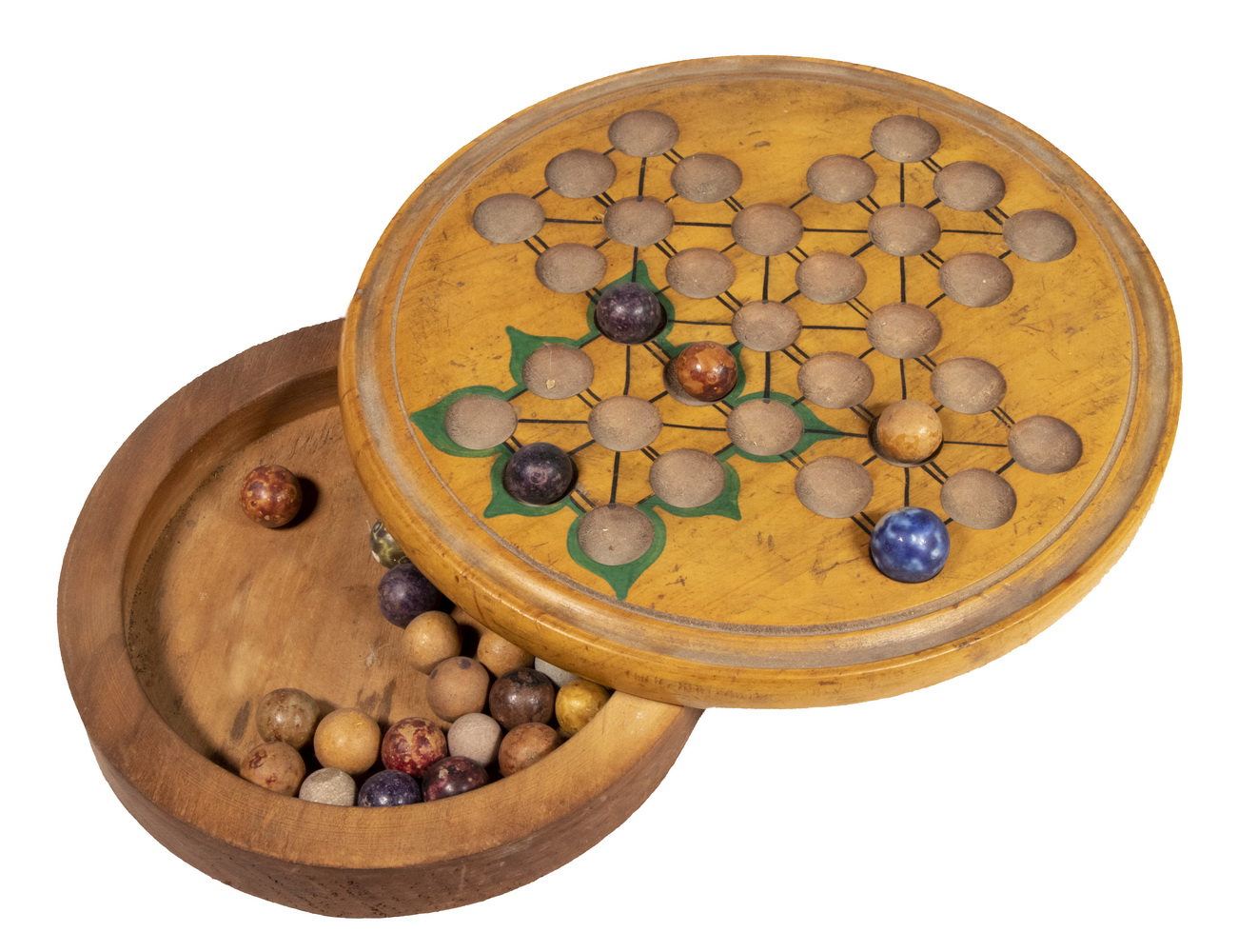 19TH C. MARBLE SOLITAIRE GAME BOARD