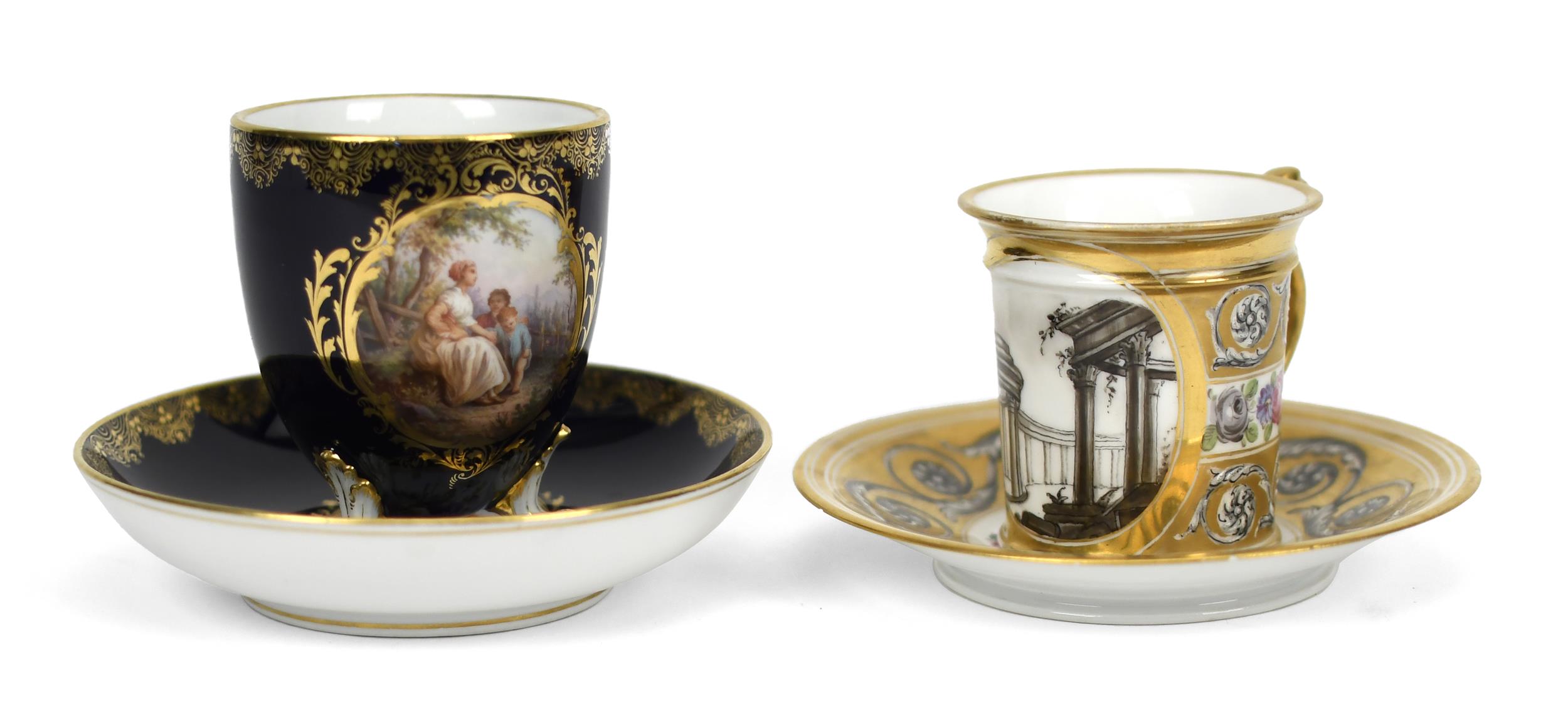 19TH C. MEISSEN AND SEVRES CUP