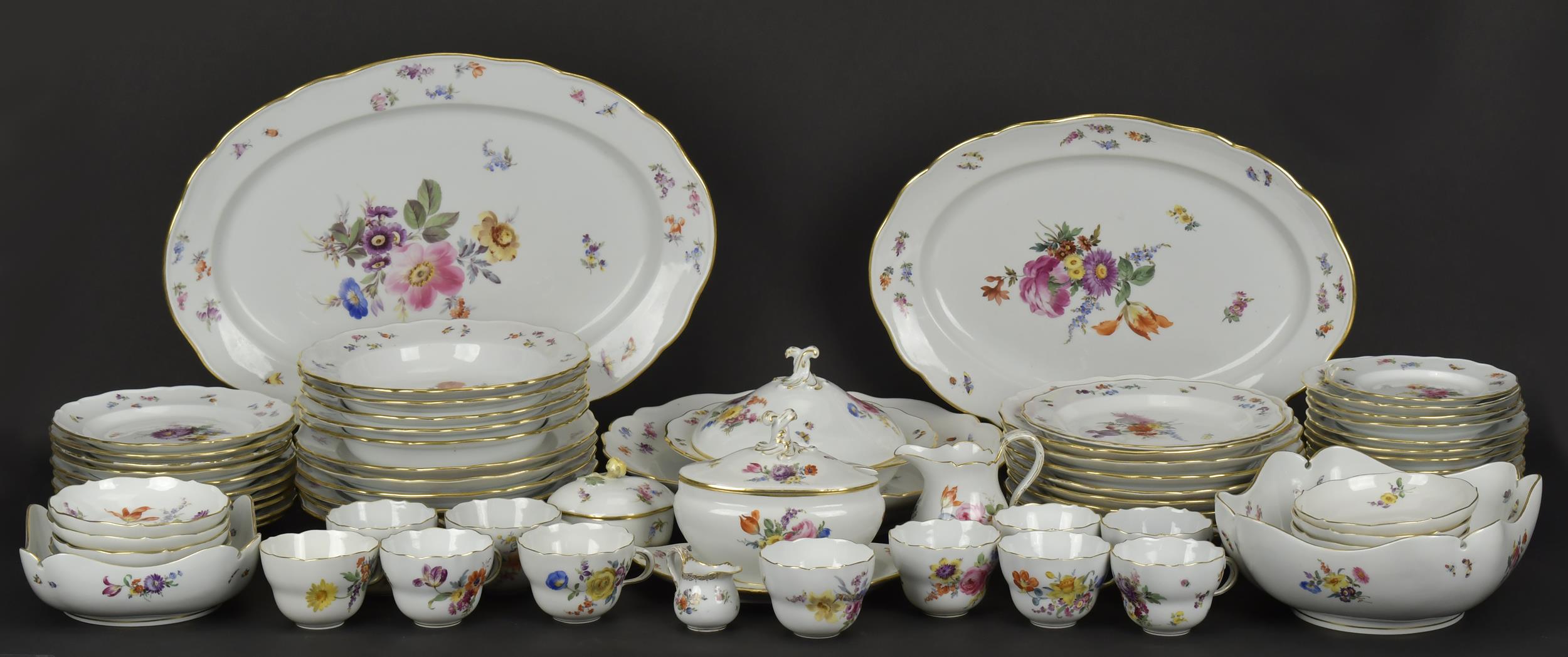 19TH C. MEISSEN FLORAL DINNER