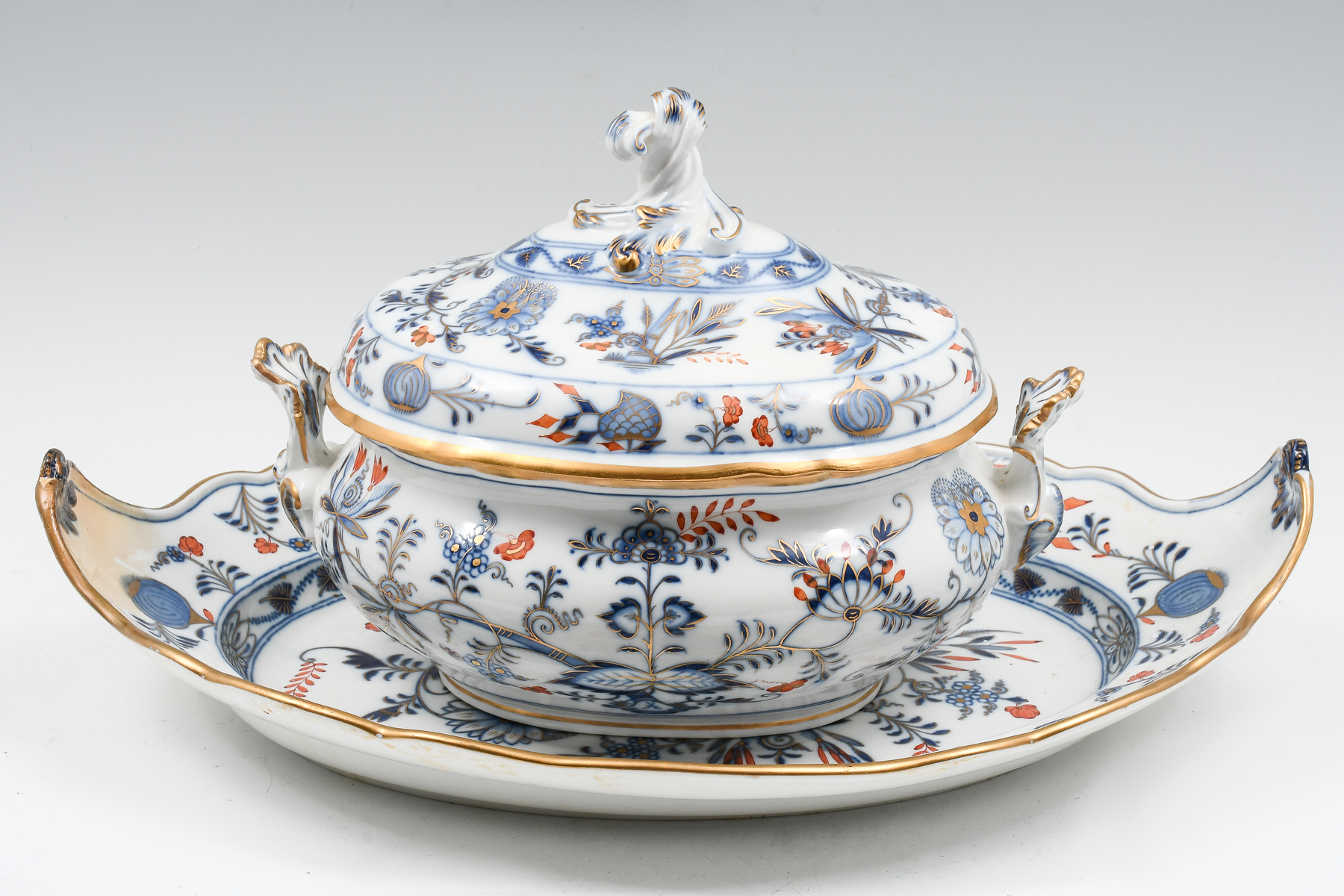 19TH-C. MEISSEN GOLD & RED ONION