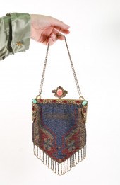 19TH C MICRO BEADED JEWELED FR
