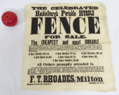 19TH C. MILTON NY CLOTH ADV. B
