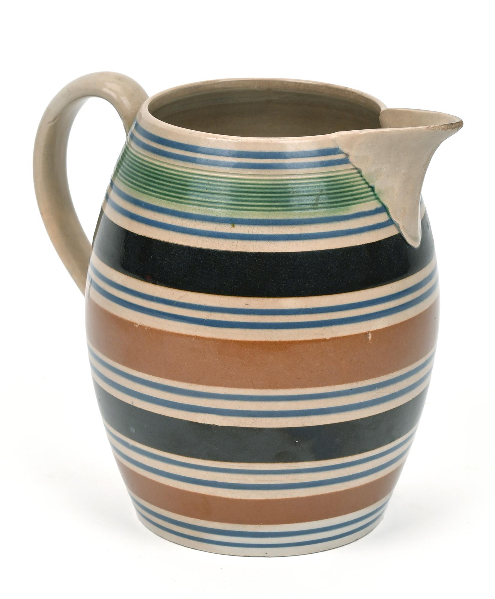 19TH C. MOCHA WARE POURING PITCHER.