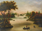 19TH C. NAIVE LANDSCAPE, OIL O