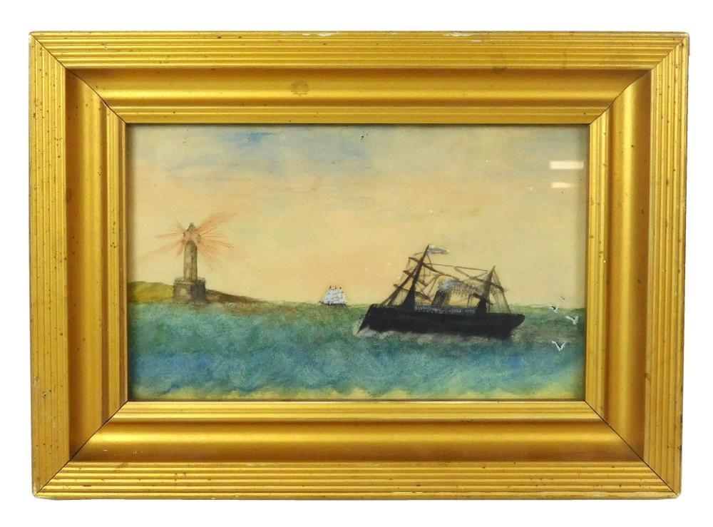 19TH C. NAIVE WATERCOLOR ON