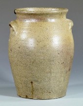 19TH C. NC STONEWARE JAR, SIGN