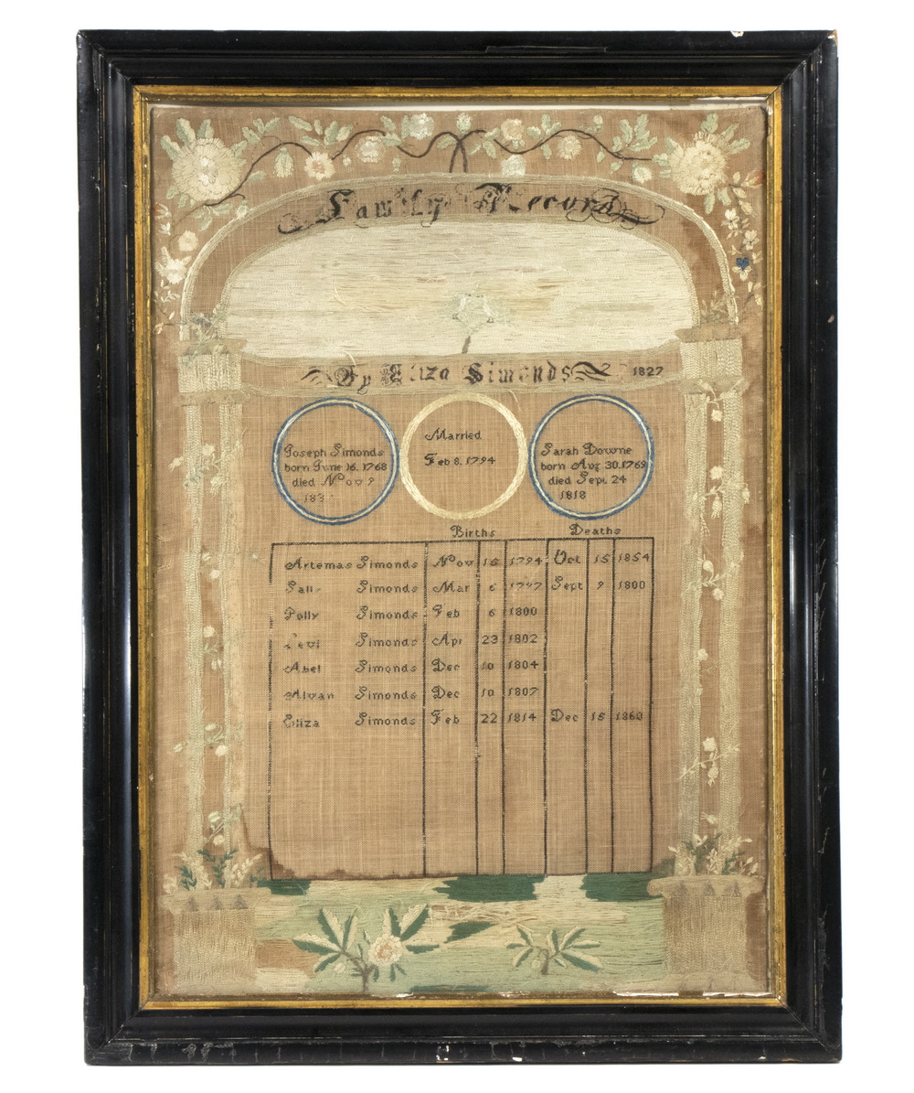 19TH C. NEEDLEPOINT FAMILY RECORD