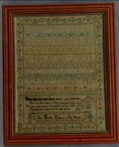 19th c needlework sampler, Jan