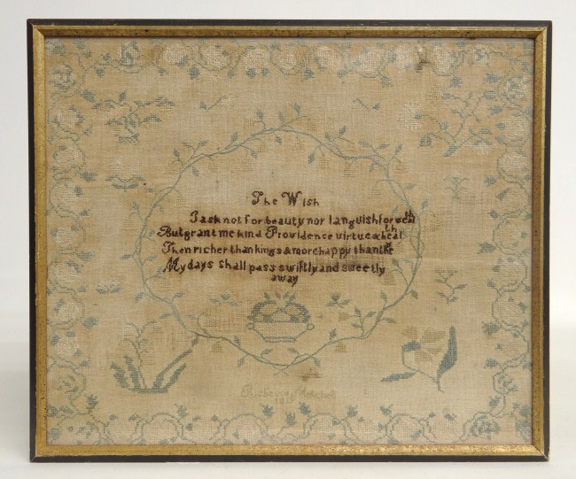 19th c. needlework sampler with