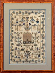 19th C. needlework sampler, wrought