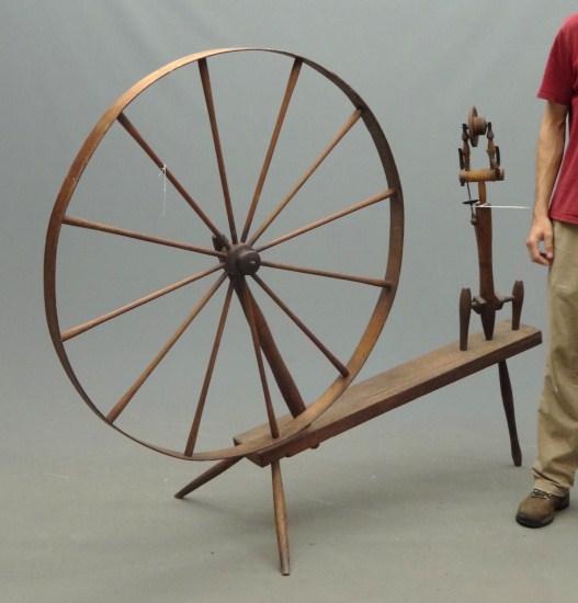 19th c. New England spinning wheel.