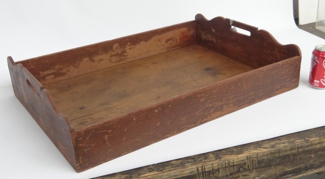 19th c. New England tray in old red