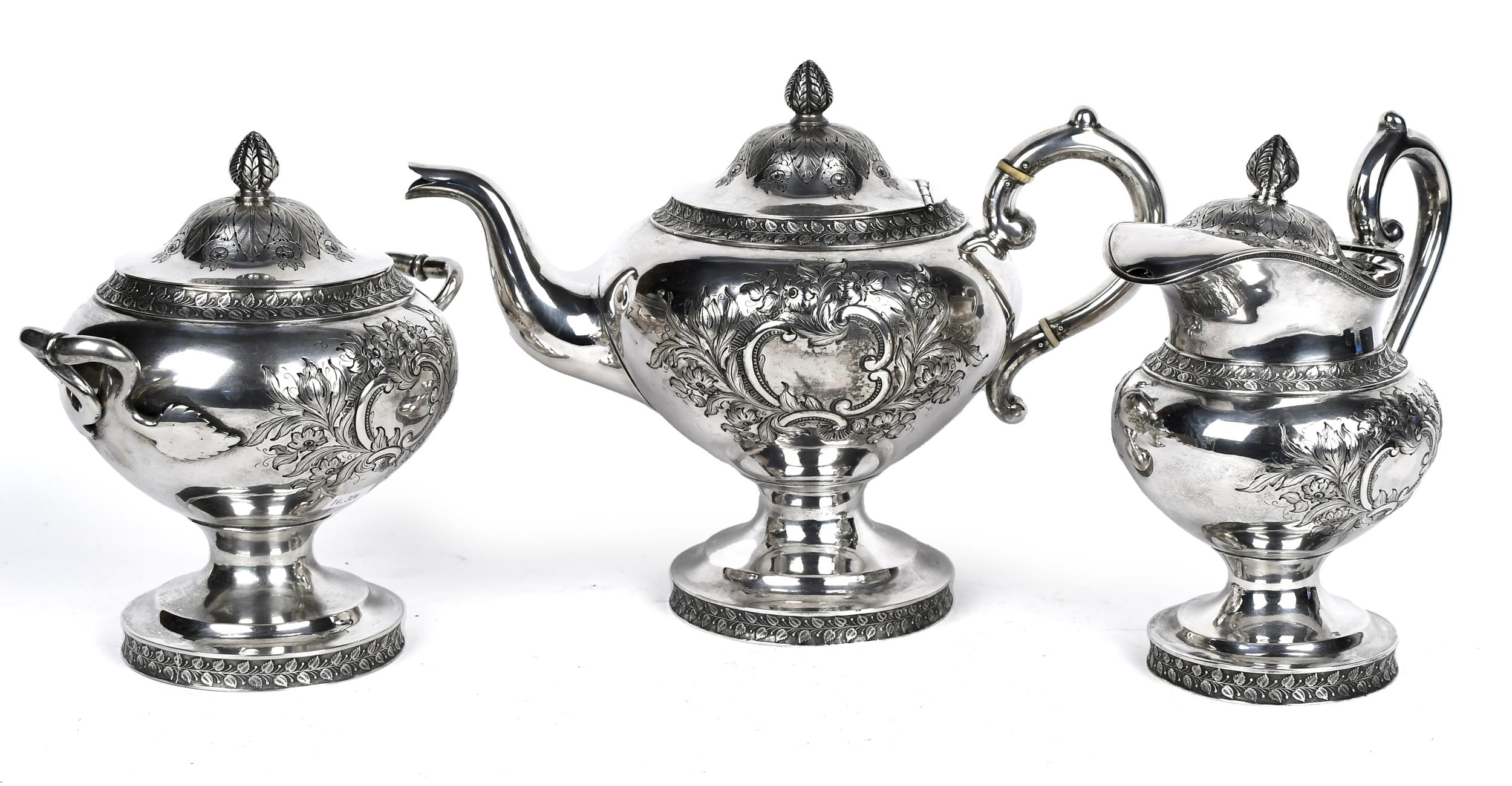 19TH C. NEW YORK SILVER TEA SET,