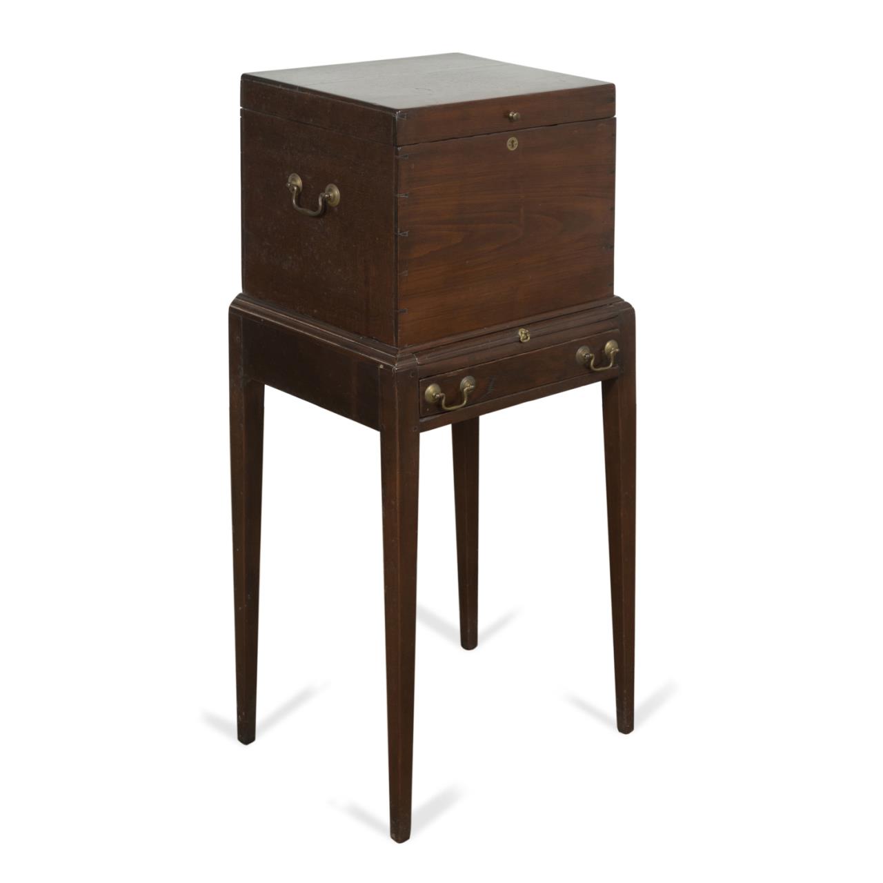 19TH C. OAK CELLARETTE ON STAND Oak