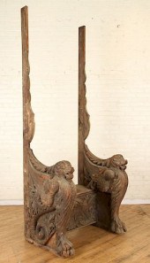 19TH C. OAK GRIFFIN THRONE CHA