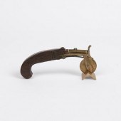 19TH C. OAK PISTOL HANDLED BRA