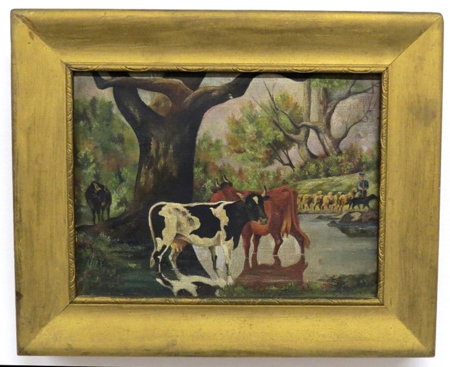 19TH C. O/B OF BULLS AND COWS AND