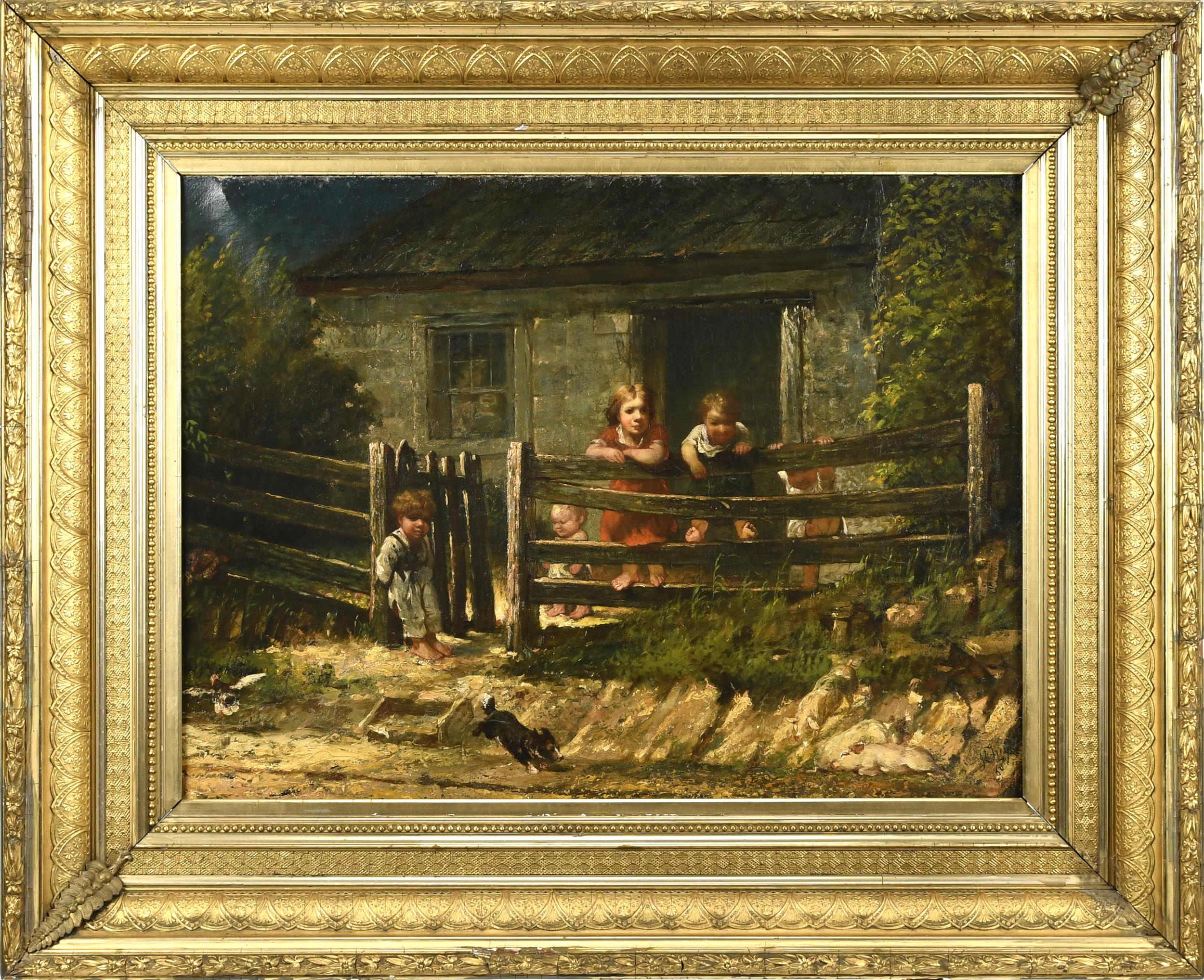 19TH C. OIL, CHILDREN IN