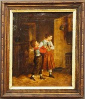 19TH C. OIL, GENRE SCENEA 19 t