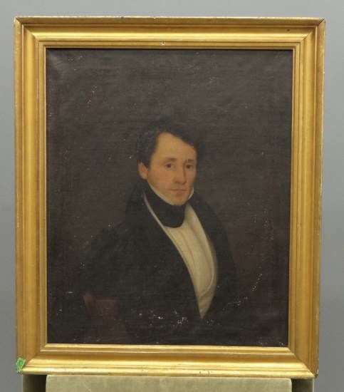 19th c. oil on canvas portrait of a