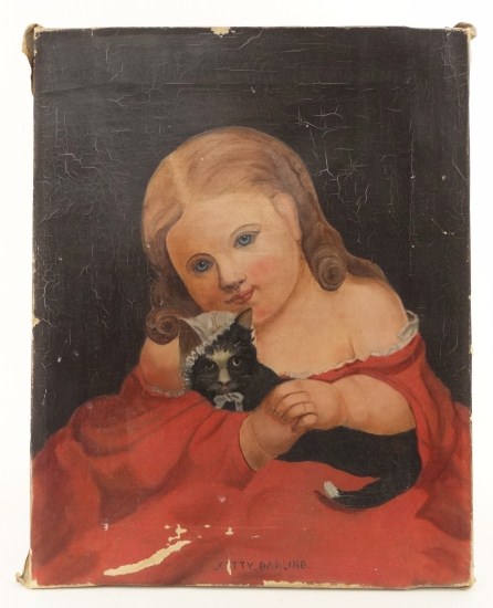 19th c. oil on canvas portrait of a