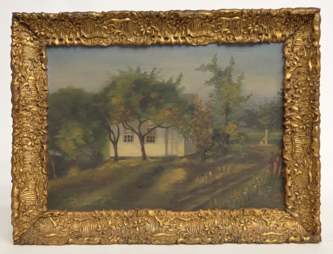 19th c. oil on canvas homestead